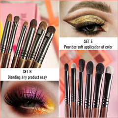 Makeup Eye Shadow Brush Set Goat Hair Tool Ultra Soft